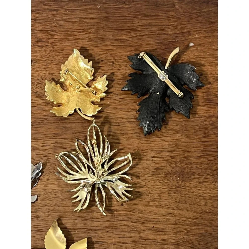 Small Lot Leaf Brooches Vintage Cute Fall Autumn Mcm Jewelry